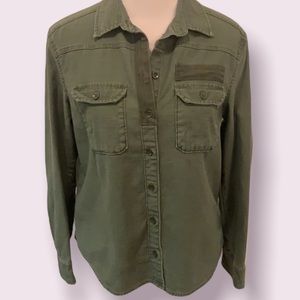 BDG button down army green twill shirt